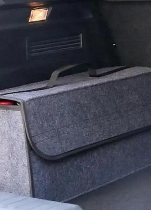 Органайзер у багажник автомобіля складаний фетровий 50×24×16 см із кришкою (2387)