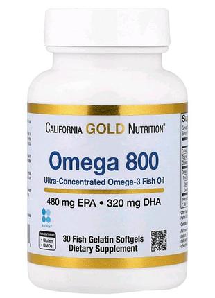 Омега-800, риб’ячий жир фармацевтичного ступеня чистоти, 80 % епк/дгк, форма тригліцеридів, 1000 мг, 30 капсул із риб’ячого желатину