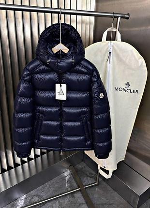 Зимовий чоловічий пуховик moncler синього кольору s, l, 3xl