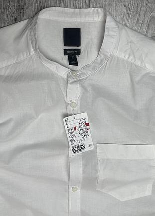 Чоловіча сорочка h&m біла s бавовна 4