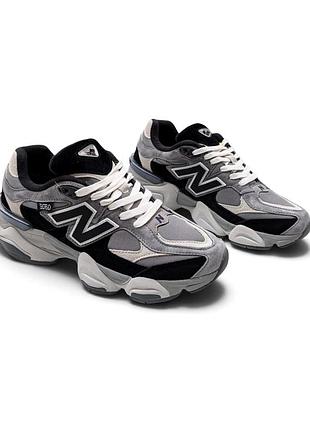 New balance 9060 серые с черным мужские термо кроссовки 41-45