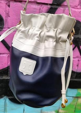 Сумка celine, сумка кисет, винтажная сумка celine, кожаная сумка, сумка ведроceline
