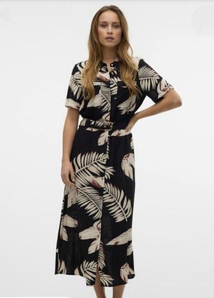 Вискозное с чёрным пояском платье 👗 рубашка большого размера