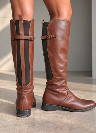 Итальянские кожаные жакейские сапоги accademia, riding boots коньячного цвета