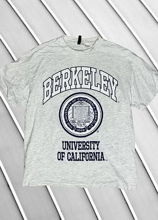 Женская футболка h&amp;m s m eu36 eu38sk88 ua42 ua44 серая свободная оверсайз с рисунком базовая повседневная футболка свободного кроя