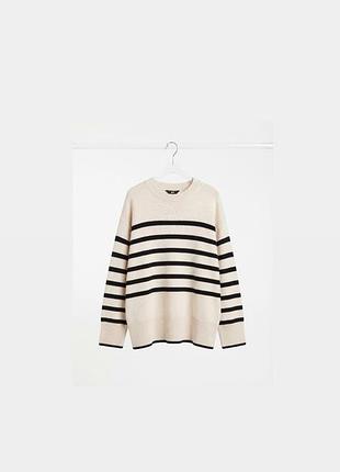 Стильний светр в смужку (тільняшка / оверсайз) h&m, розмір l, ідеальний стан🤍