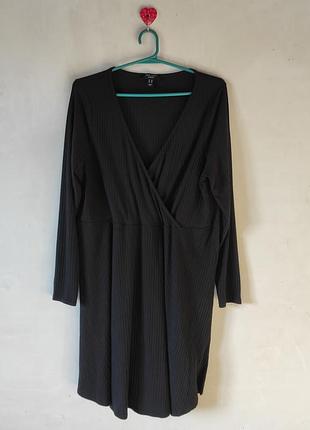 Текстурована чорна сукня-туніка з запахом new look curves (розмір eu 52 / 3xl-4xl / uk 24)