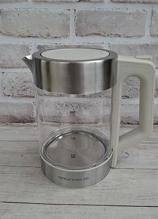 Электрочайник grunhelm ekg-25707w стеклянный 1.7 л 2200 вт белый