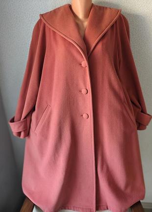 Пальто женское widudress шерстяное оверсайз персиковый миди винтаж ретро размер xl шерсть
