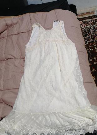 Коротке жіноче мереживне плаття біле zara