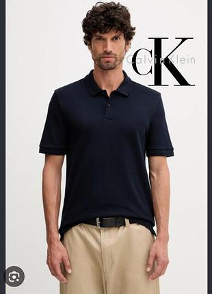 Стильная базовая футболка поло цвета неви calvin klein