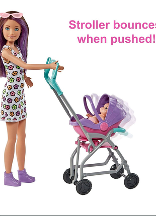 Ляльки з аксесуарами barbie skipper babysitters з візком