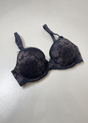 Бюстгальтер жіночий hunkemöller, чорний з бургунді, 75d