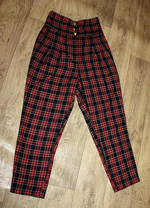 Укороченные брюки капри в клетку river island с высокой талией (р. 36 / s / 10r)