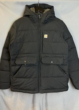 Оригінальна жіноча куртка carhartt чорна стьобана з капюшоном