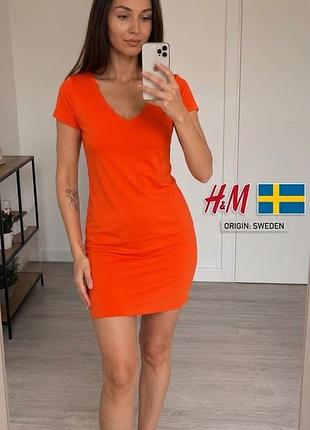 Неймовірна помаранчева сукня у дуже хорошому стані. h&m basics помаранчева сукня / подовжена футболка, розмір s