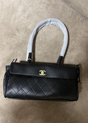 Сумка жіноча chanel чорна стьобана прямокутна