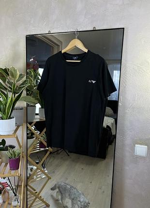 Футболка armani jeans чорна чоловіча з логотипом бавовняна