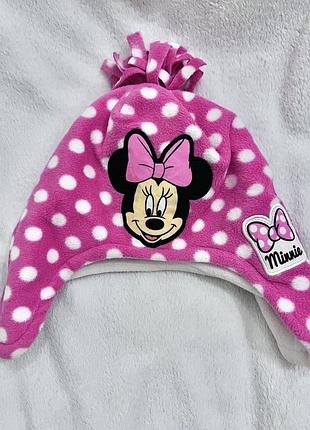 Теплая шапочка для девочки с минни маус от disney.