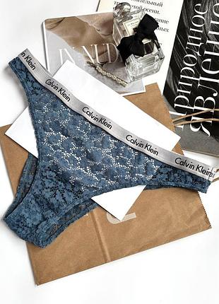 Жіночі мереживні трусики-бразиліана calvin klein з лінійки carousel lace