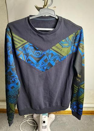 Свитшот versace оригинал jeans couture черный мужской с узором размер m