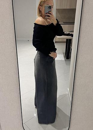 Чудовий фактурний лонгслів з відкритими плечима zara - віскоза👌