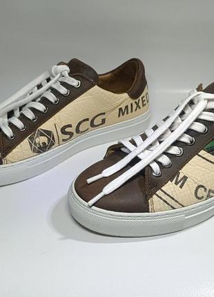 Колекційні еко-кеди elephbo sneaker low green tiger (шкіра/апсайклінг), розм. 37 (24.5 см)