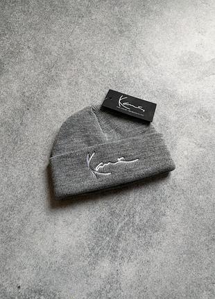 Karl kani signature beanie оригінал нова чоловіча жіноча шапка біні фішерман коротка зимня на зиму тепла на підлітка дитину підліткова фірмова