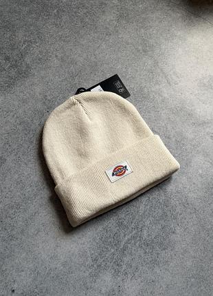 Dickies gibsland beanie оригінал нова жіноча чоловіча шапка біні дікес дікіс молочна бежева тепла зимня зимова на зиму