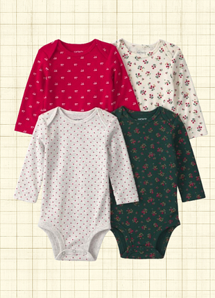 Комплекти боді від carters 6м, 9м, 12м, 18м, 24міс