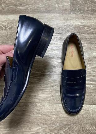 Оригінальні сині лаковані лофери navyboot size 39 2
