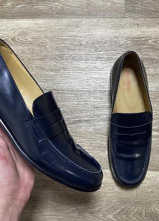 Оригінальні сині лаковані лофери navyboot size 39