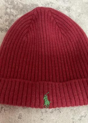 Шапка polo ralph lauren біні в'язана бордова