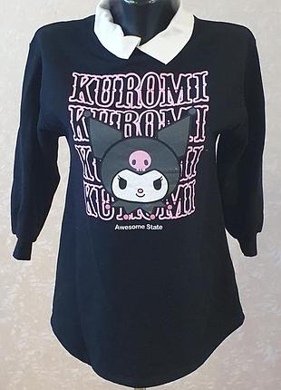 Удлиненный свитшот платье zara куроми kuromi sanrio размер 128 (8 лет) черная кофта на флисе