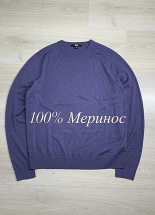 Чоловічий мериносовий светр uniqlo, тонка вовна merino, розмір m / ua 48–50, стан нового