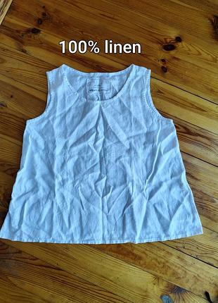 Жіночий лляний топ / майка білий not perfect linen (100% льон, made in lithuania, m/ l)