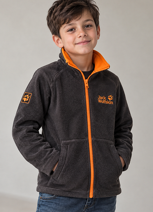 Дитяча флісова кофта jack wolfskin 140 см | тепла фліска на блискавці, 9–10 років