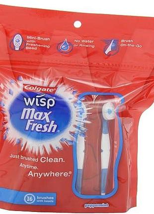 Мини-щетка colgate wisp с освежающим шариком, 16 шт