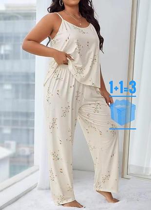 🥰 піжама в принт штани + майка shein 3xl