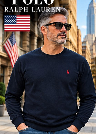 Polo ralph lauren чоловічий світшот темно-синій з бавовною, оригінал, l, 50, ідеальний стан