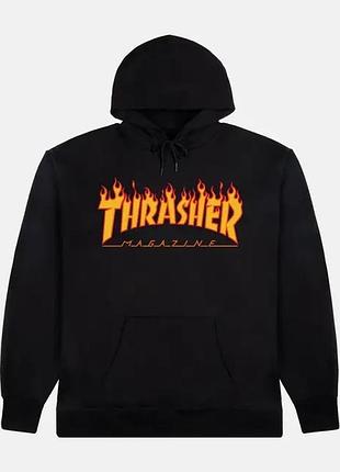 Оверсайз толстовка thrasher,чорна з принтом,розмір м