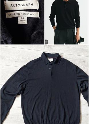 Чоловічий джемпер-поло marks & spencer autograph merino wool 2xl