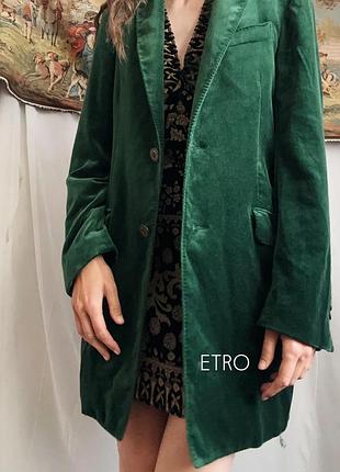 Жіночий блейзер etro оксамитовий зелений