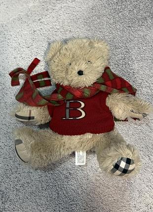Колекційний м'який ведмедик burberry мішка барбери в светрі та шарфі nova check