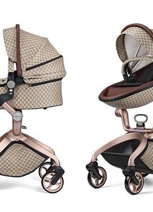 Коляска hot mom під gucci стиль в теплих коричневих відтінках.б/у