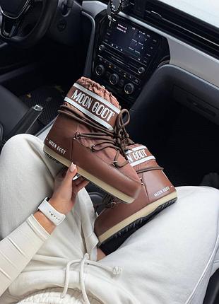 Жіночі монботи дотики moon boot chocolate white ❄️