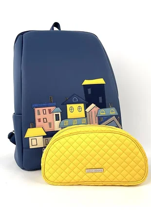 Комплект (рюкзак та косметичка) n23009 синій alba soboni міський (280930805)