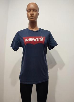 Футболка levi's оригінал синя чоловіча / жіноча унісекс з логотипом batwing