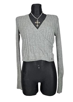 Вовняний кроп-джемпер hollister на запах 2000s y2k abercrombie&fitch