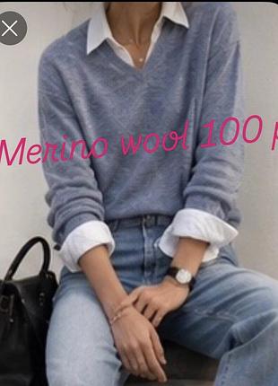 Linea the prestwick — джемпер унисекс 100% merino wool, серо-голубой, размер m
